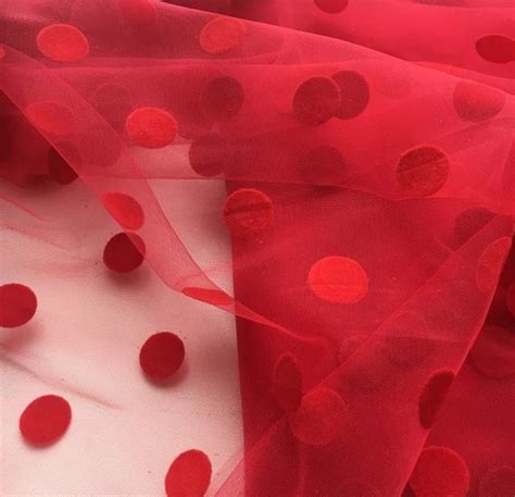 red polka dot tulle fabric